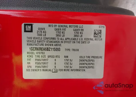 2011 Chevrolet Silverado 1500 Ls z USA, uszkodzony, nr VIN 1GCRKREA6BZ115093